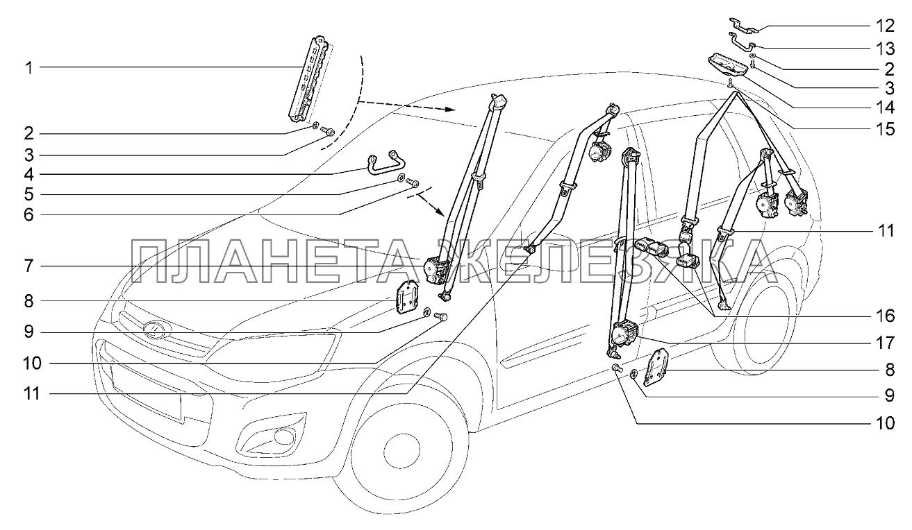 Ремни безопасности Lada Kalina 2192, 2194